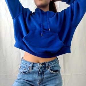 Blue H&M Cropped Hoodie